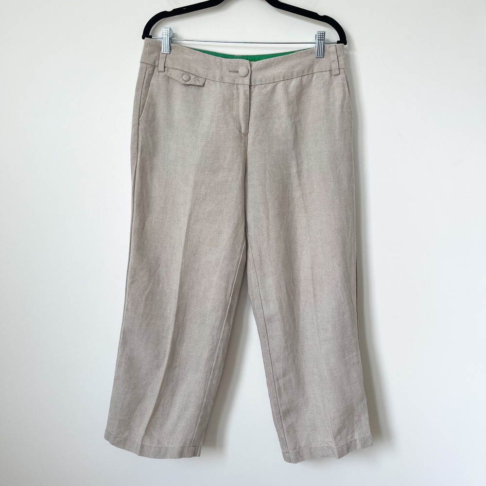 Boden Linen Cropped Pants Womens 8L Beige